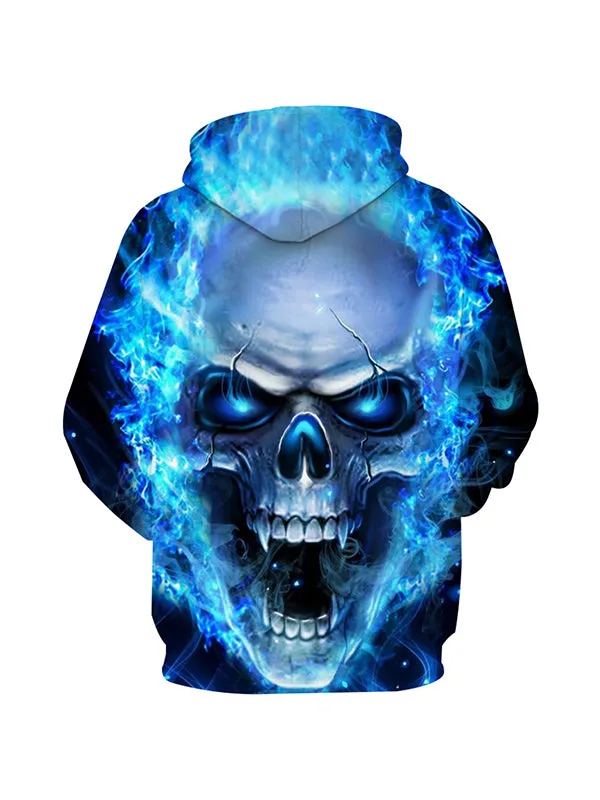 Men's Horror Combustion Skull Graphic Print Hoodies