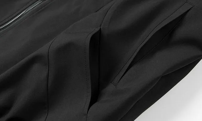 Men's Solid Windproof Bomber Jacket with Elastic Band Cuffs