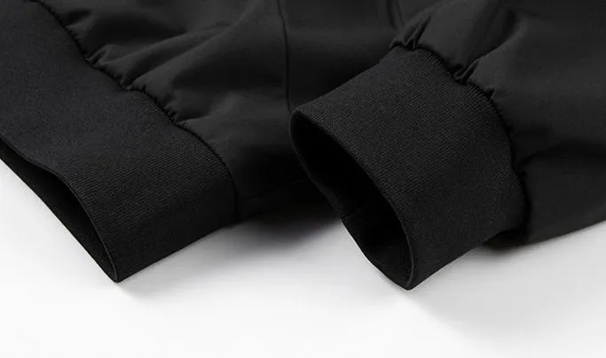 Men's Solid Windproof Bomber Jacket with Elastic Band Cuffs