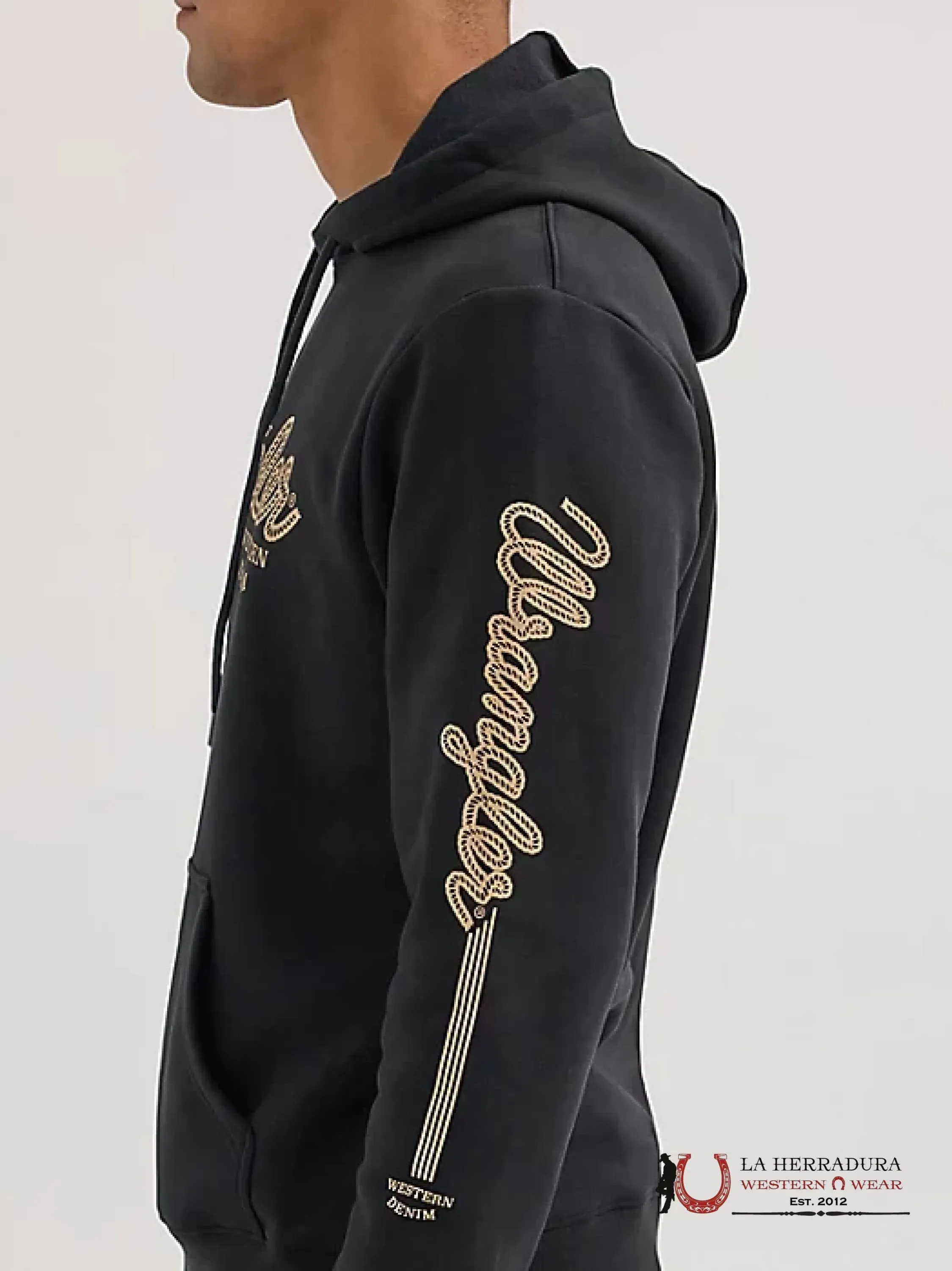 Men’s Wrangler Logo Arm Hit Pullover Hoodie Jet Black