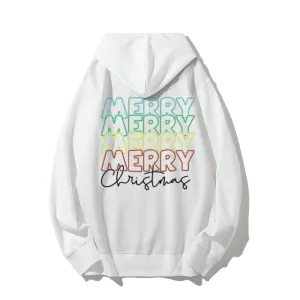 Merry Christmas Vibes Graphic Pullover With Kangaroo Pocket Hoodies