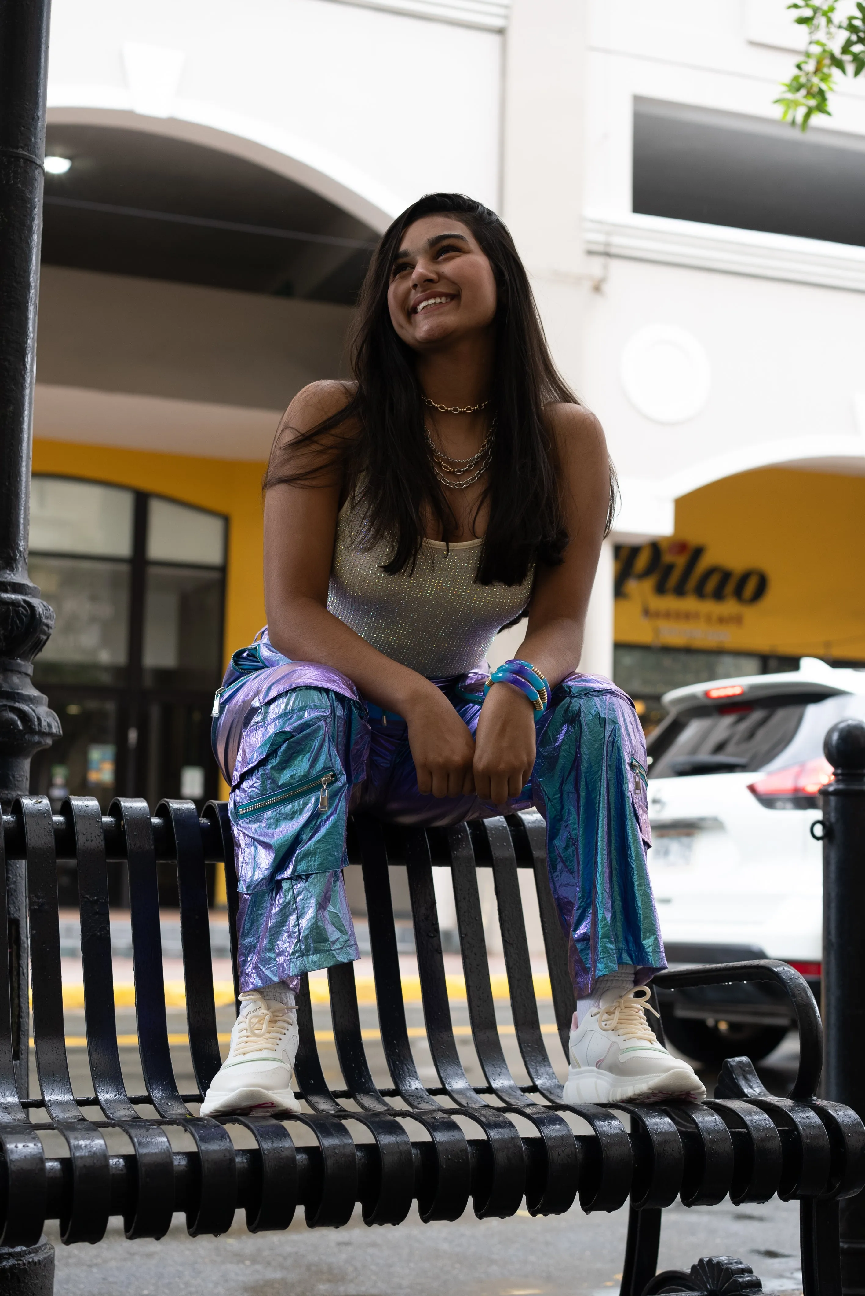 Metalic baggy pants