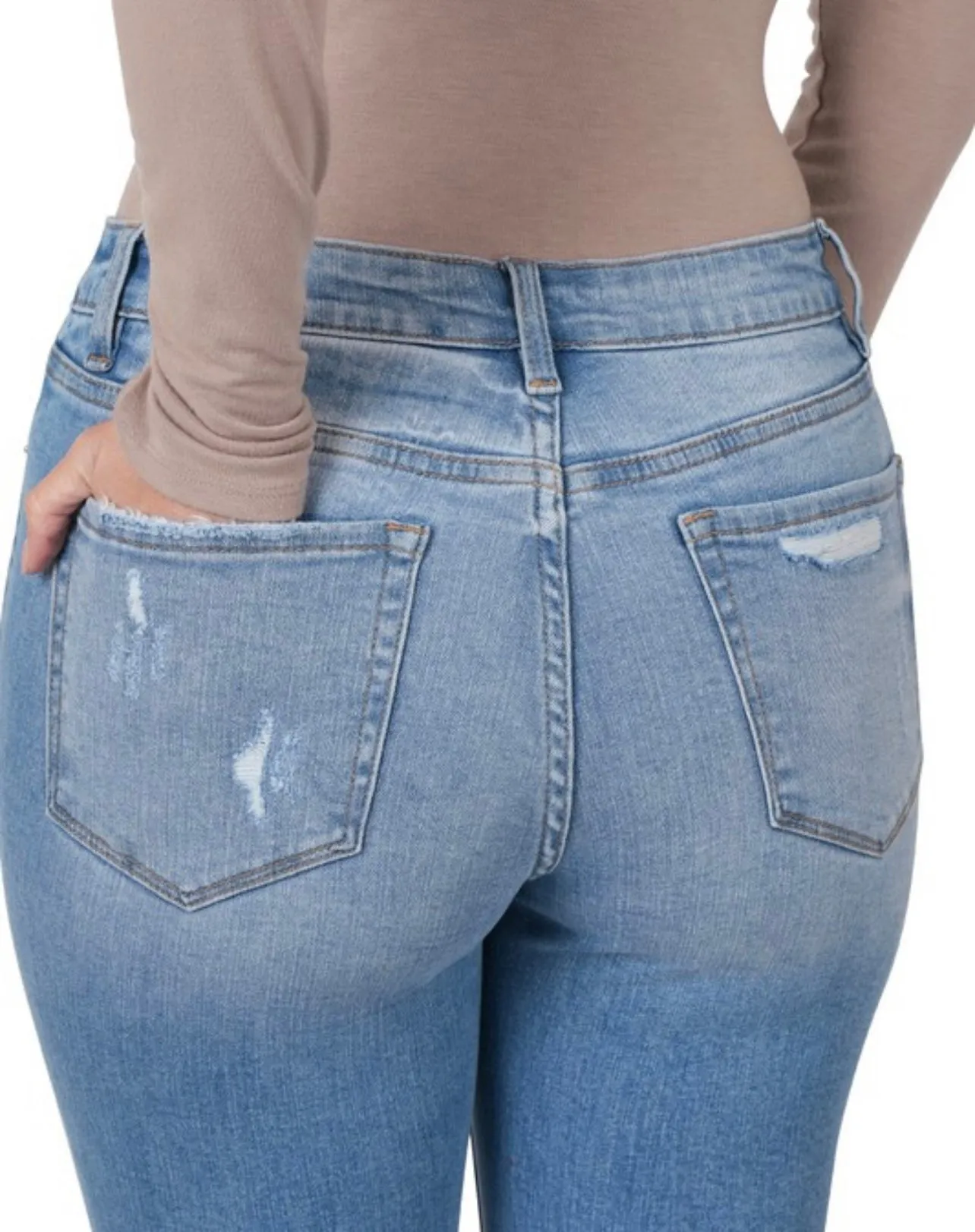 Mid-Rise Distressed Crop Skinny Jeans