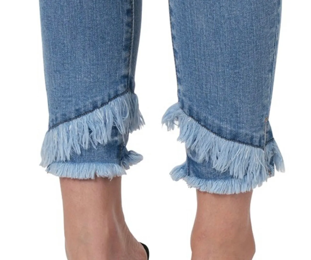 Mid-Rise Distressed Crop Skinny Jeans