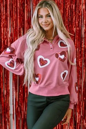Mineral Wash Sequin Buttons Sweatshirt