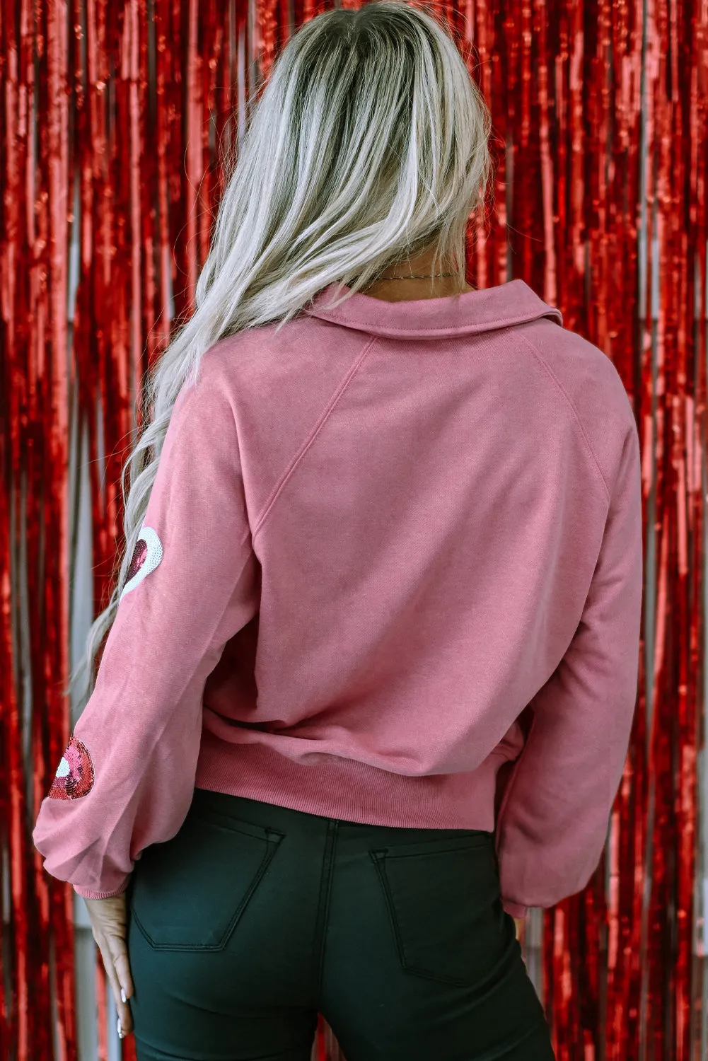 Mineral Wash Sequin Buttons Sweatshirt
