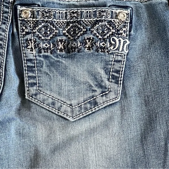 Miss Me Big Stitch Cuffed Skinny Jeans Women’s Size 27 Light Wash Excellent Cond