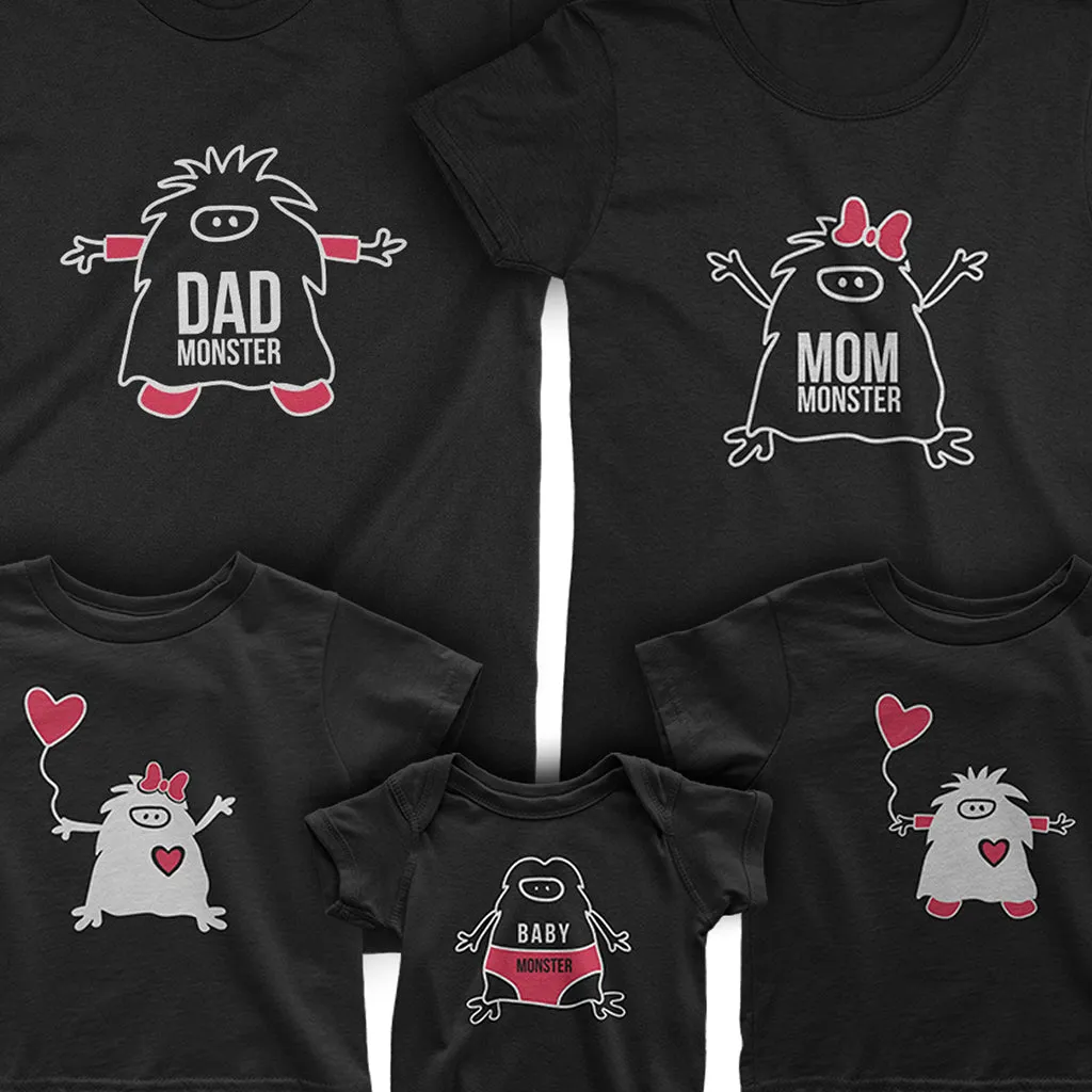 Monster Family - short sleeve Graphic Matching T-Shirts for All Family