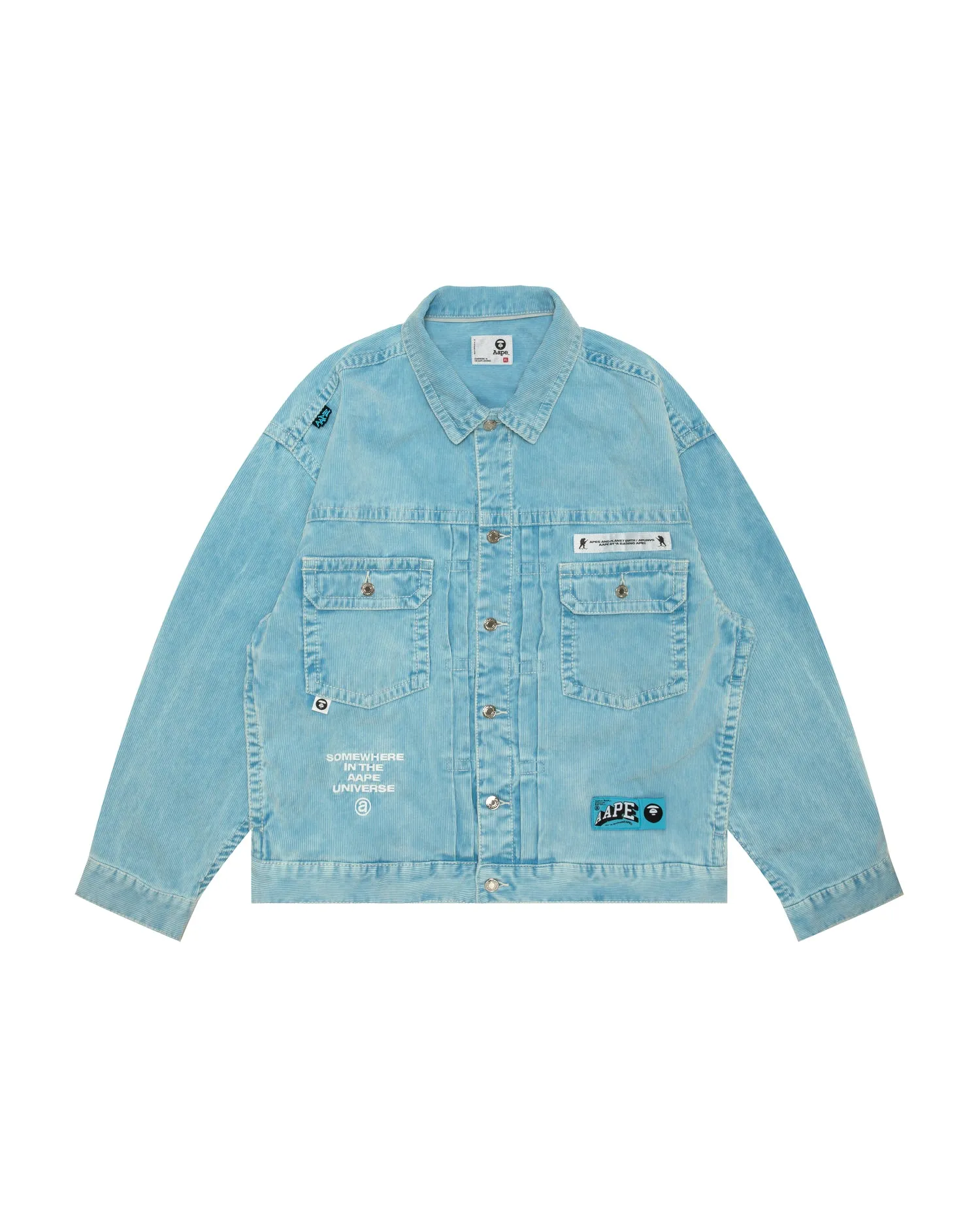 Moonface logo hooded denim jacket