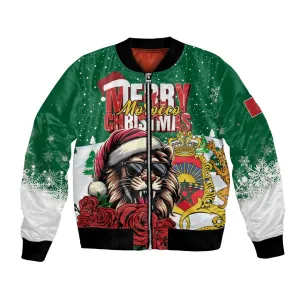 Morocco Christmas Bomber Jacket Santa Lion With Rose Xmas Vibe LT01