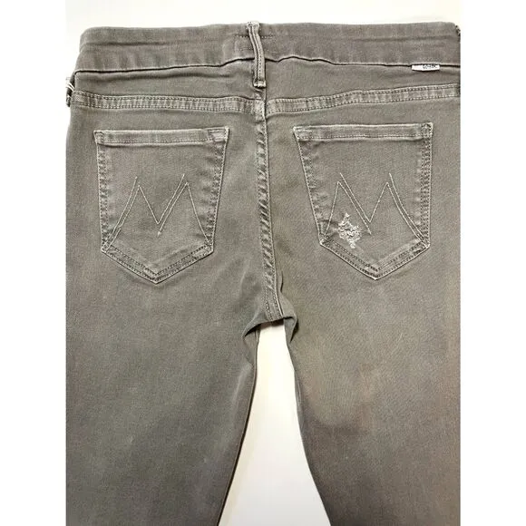 Mother Denim Jeans The Looker Blow Out Graphite Skinny Distressed Gray 25 NWT