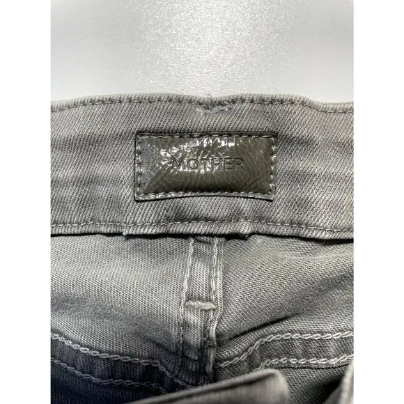 Mother Denim Jeans The Looker Blow Out Graphite Skinny Distressed Gray 25 NWT