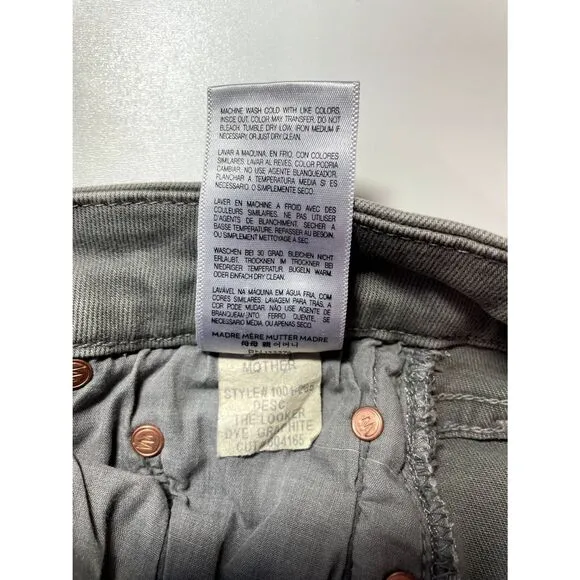 Mother Denim Jeans The Looker Blow Out Graphite Skinny Distressed Gray 25 NWT