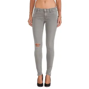 Mother Denim Jeans The Looker Blow Out Graphite Skinny Distressed Gray 25 NWT
