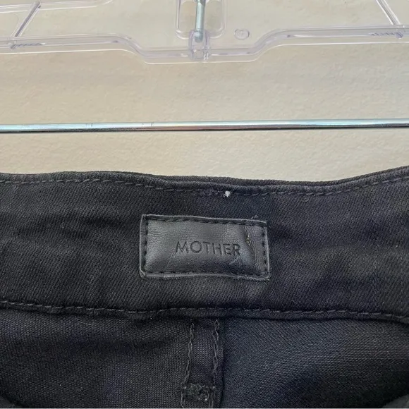MOTHER The Looker Ankle Fray Mid Rise Distressed Jeans Guilty As Sin Black