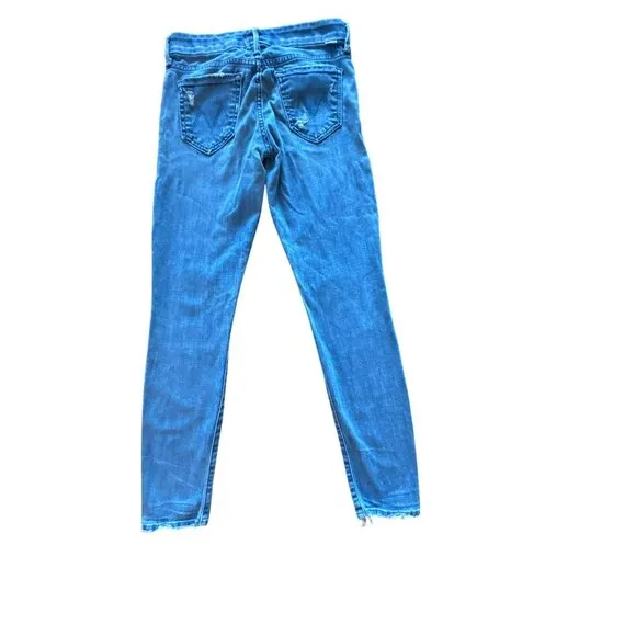 Mother The Looker Graffiti Girl Jeans Size 25 Blue Denim Distressed Skinny