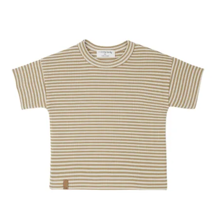 Mustard Stripe Ribbed Short Sleeve Top