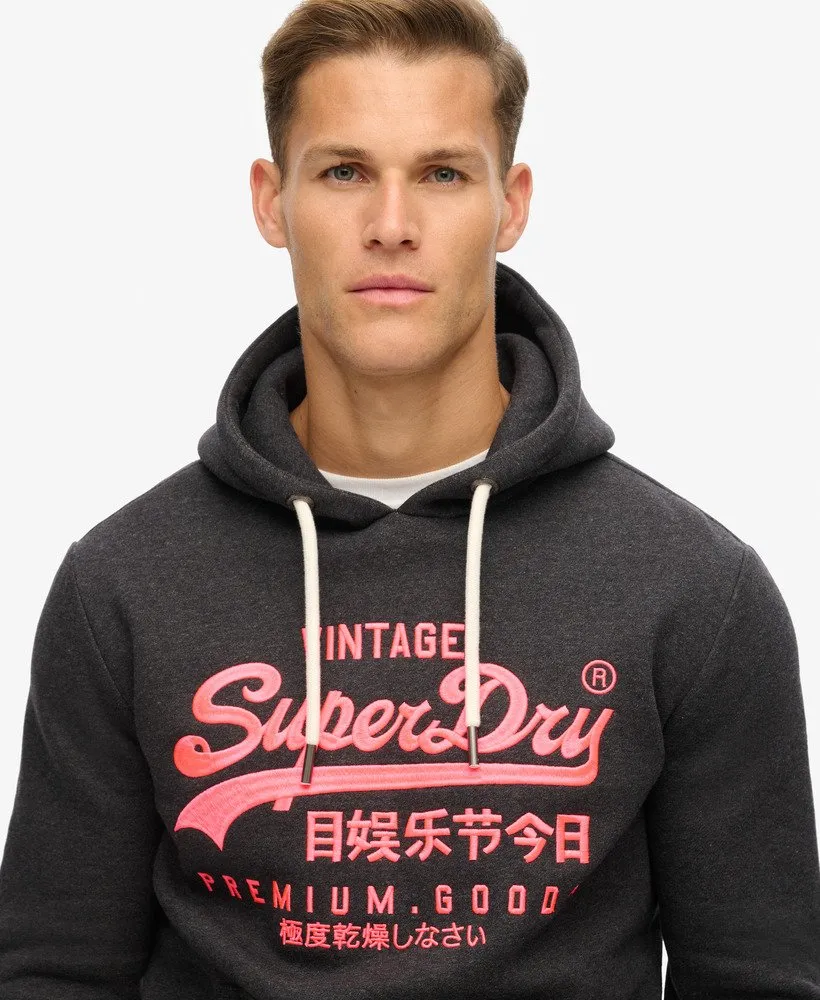 Neon Vintage Logo Graphic Hoodie | Raven Black Marle