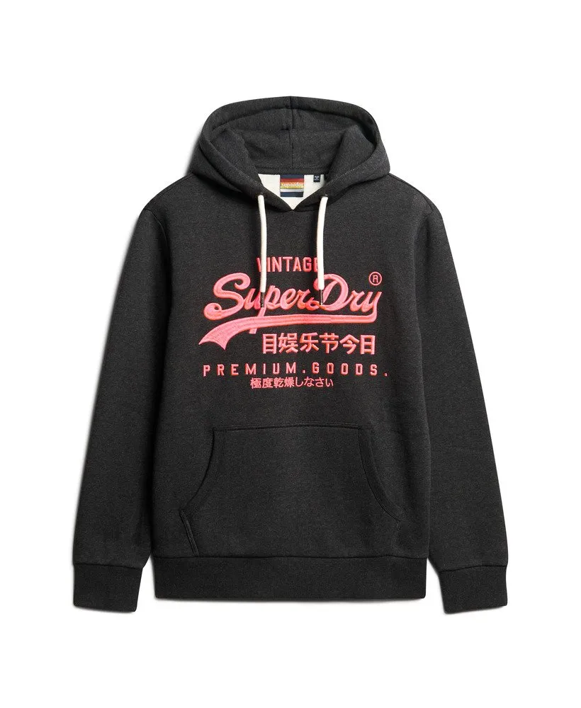 Neon Vintage Logo Graphic Hoodie | Raven Black Marle