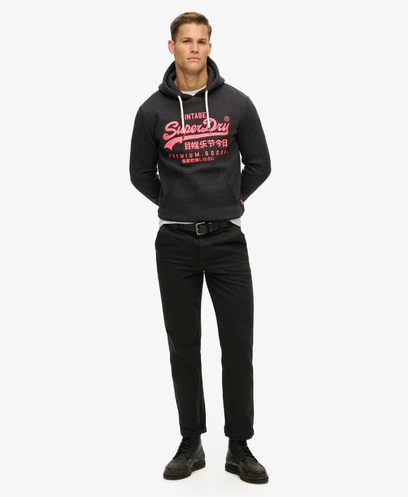 Neon Vintage Logo Graphic Hoodie | Raven Black Marle