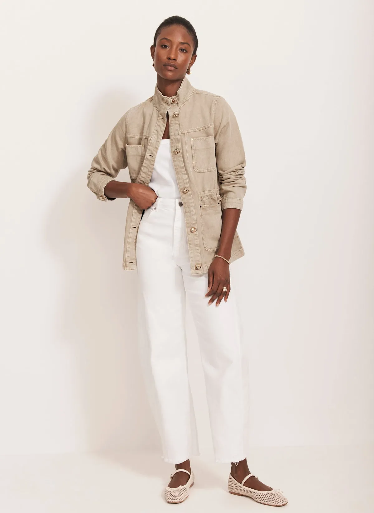 Neutral Washed Utility Denim Jacket