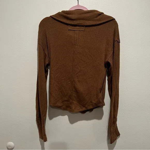 New Free People Hold Me Close Surplice Sweater Top in Tobacco Size Medium