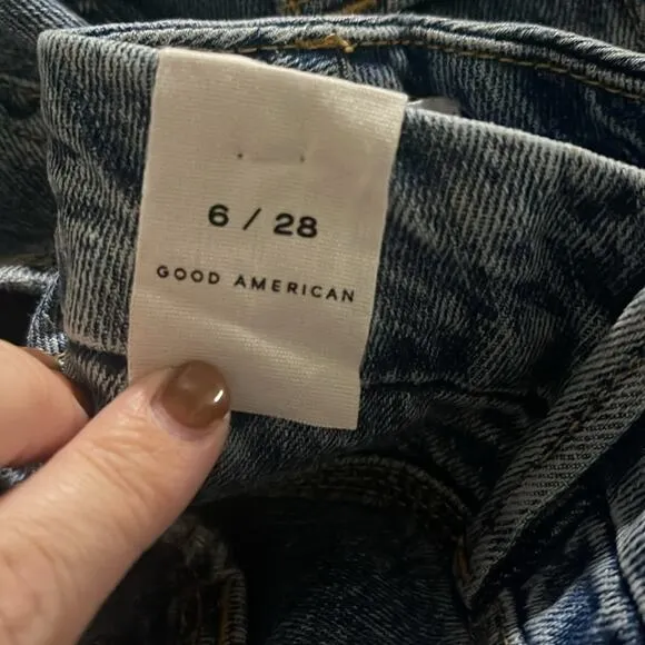 NEW Good American Distressed Blue Jeans Women's Size 6 / 28 NWT