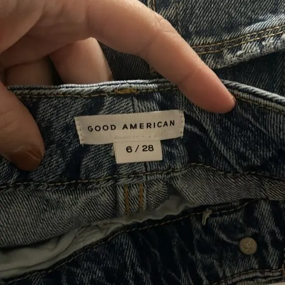 NEW Good American Distressed Blue Jeans Women's Size 6 / 28 NWT