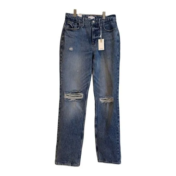 NEW Good American Distressed Blue Jeans Women's Size 6 / 28 NWT