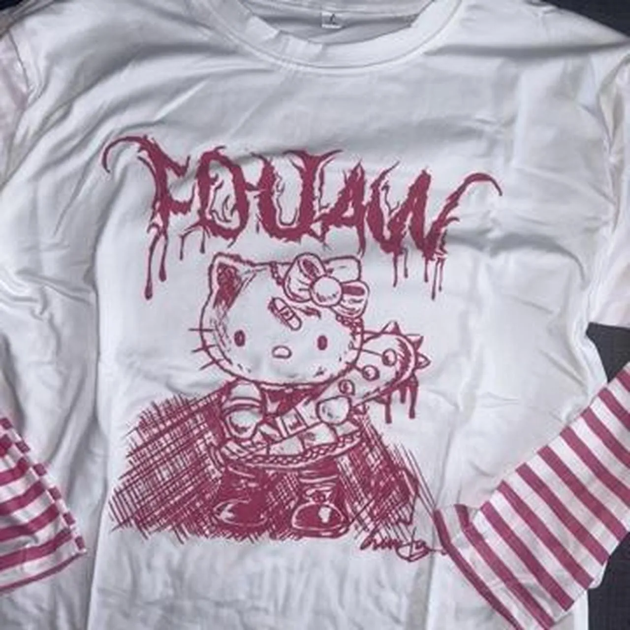 New oversized Sanrio Hello Kitty Pink Tee For Women Gothic Style T-shirt Sz M