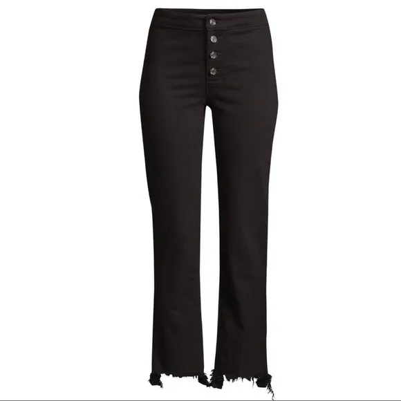 NEW RTA BLACK DISTRESSED BUTTON FRONT JEANS