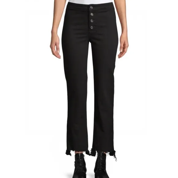NEW RTA BLACK DISTRESSED BUTTON FRONT JEANS