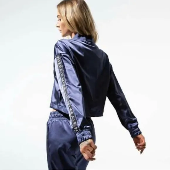 Nike Air Women's Satin Track Jacket Purple BLUE XL LIKE NEW
