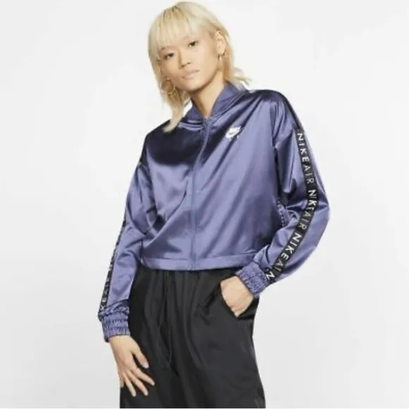 Nike Air Women's Satin Track Jacket Purple BLUE XL LIKE NEW