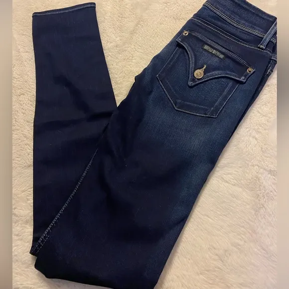 NWOT $205 Hudson Collin Midrise skinny supermodel dark wash jeans size 24
