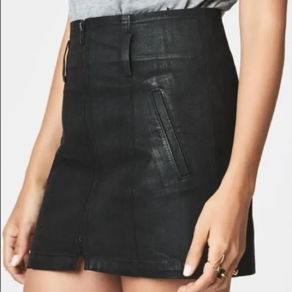 NWT, Carmar for LF Anne Gray Wax Coated Denim Skirt