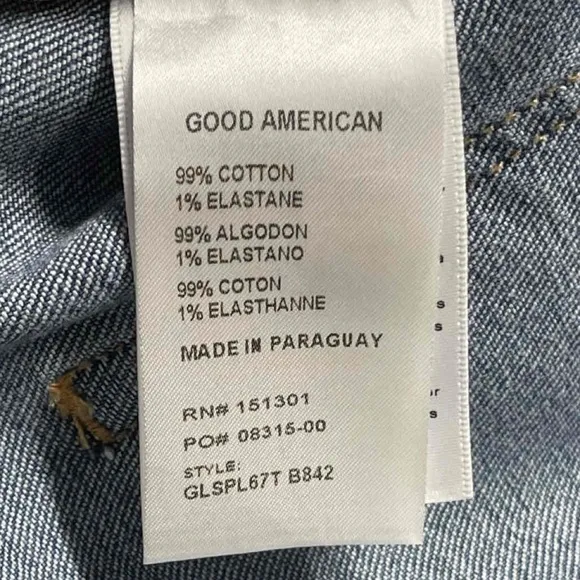 NWT Good American | Good Legs Cigarette Jean GLSPL67T-B842 |Blue 842 | Sz 16
