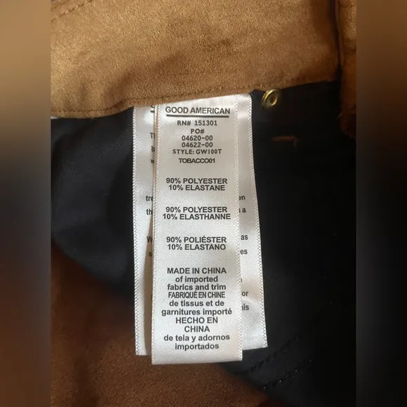 NWT Good American Good Waist Faux Suede Jeans 2 Tobacco Brown Skinny Legging