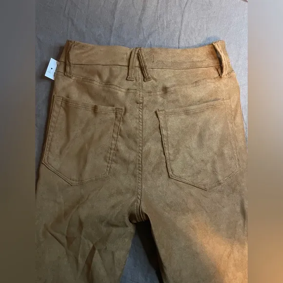 NWT Good American Good Waist Faux Suede Jeans 2 Tobacco Brown Skinny Legging