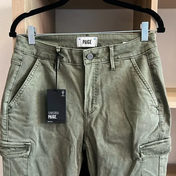 NWT Paige Jolie Petite Vintage Ivy Green Cargo Pants Size 28