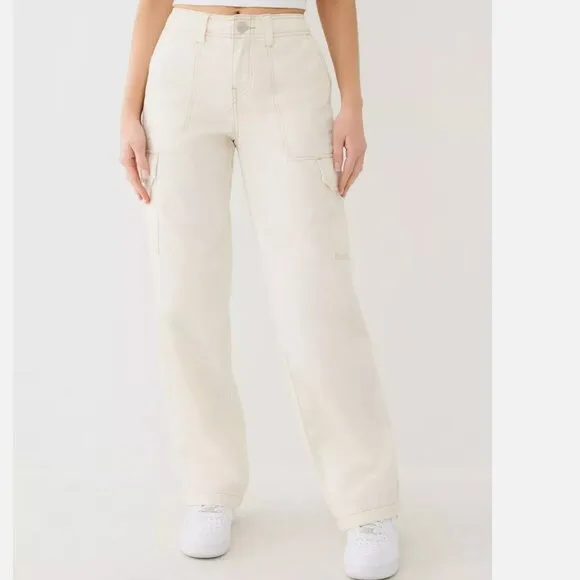 NWT TRUE RELIGION Winter WHITE Big T Stitch MILITARY CARGO Flap POCKET