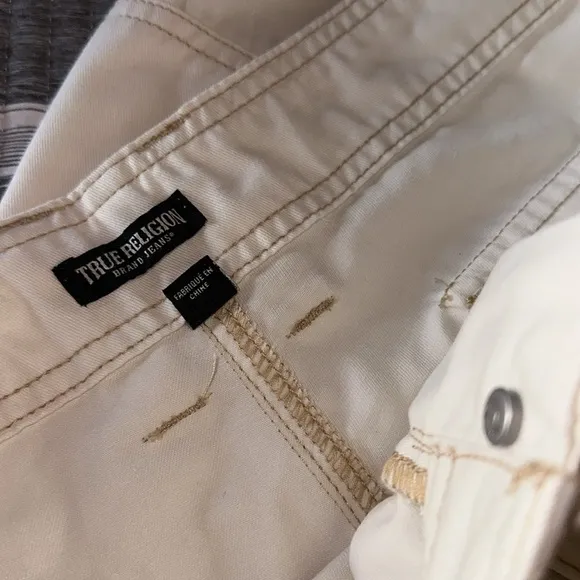 NWT TRUE RELIGION Winter WHITE Big T Stitch MILITARY CARGO Flap POCKET