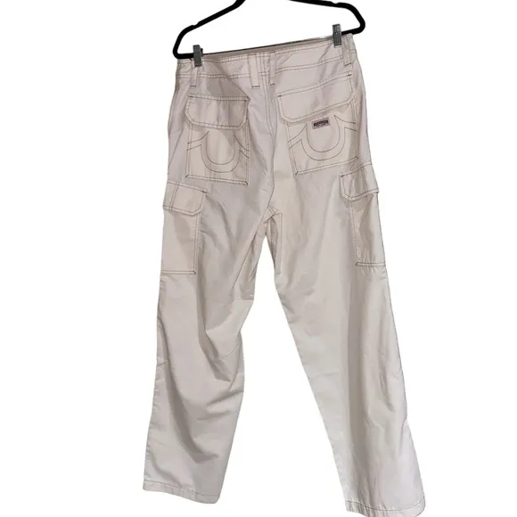 NWT TRUE RELIGION Winter WHITE Big T Stitch MILITARY CARGO Flap POCKET