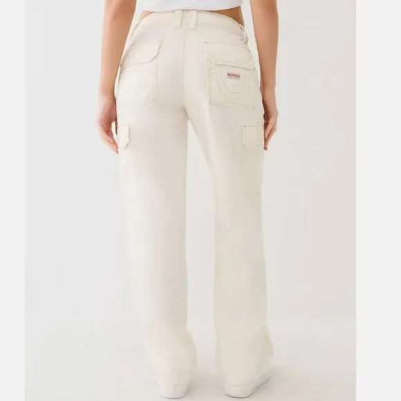 NWT TRUE RELIGION Winter WHITE Big T Stitch MILITARY CARGO Flap POCKET