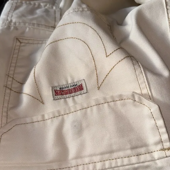 NWT TRUE RELIGION Winter WHITE Big T Stitch MILITARY CARGO Flap POCKET