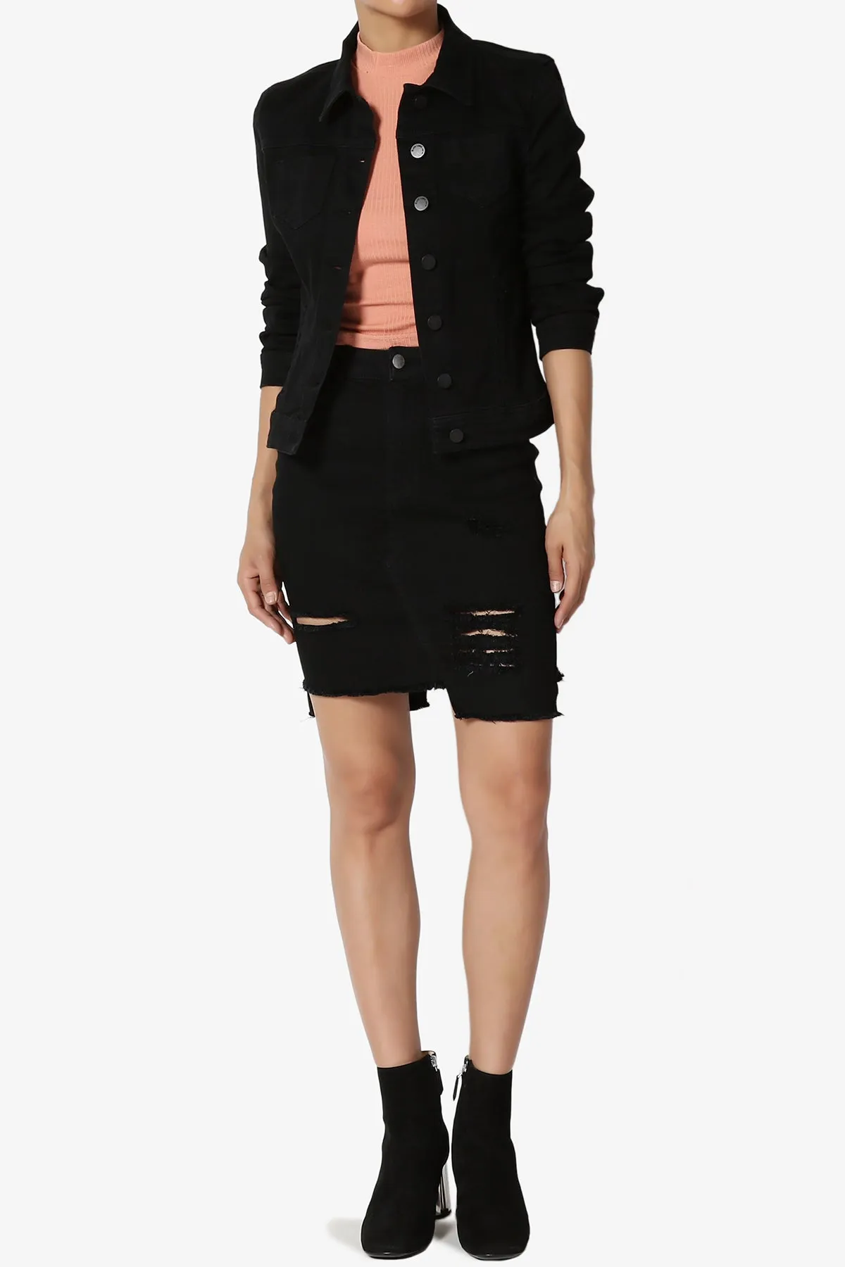 Nyssa Distressed Denim Skirt