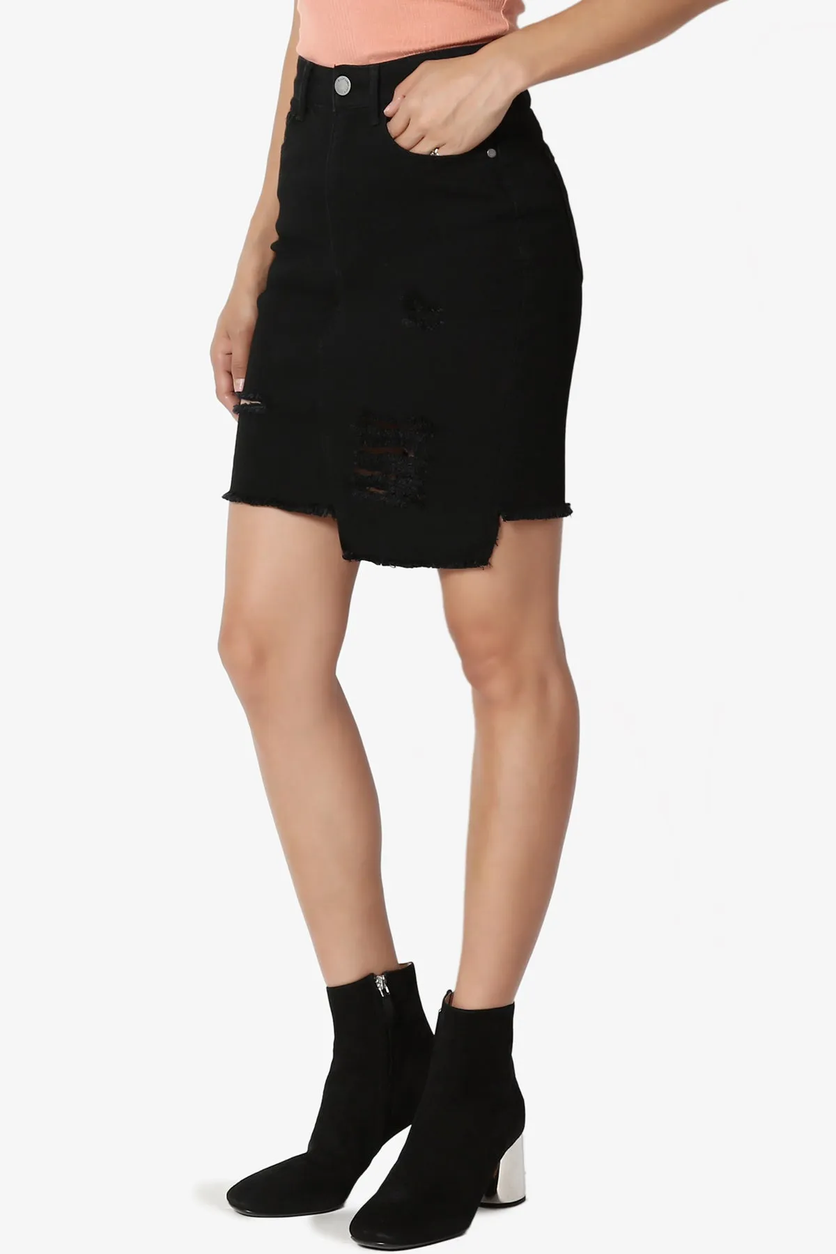 Nyssa Distressed Denim Skirt