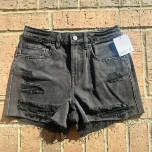 O'Neill Womens Black High Rise Distressed Denim Cut Off Jeans Shorts Size 26 NWT