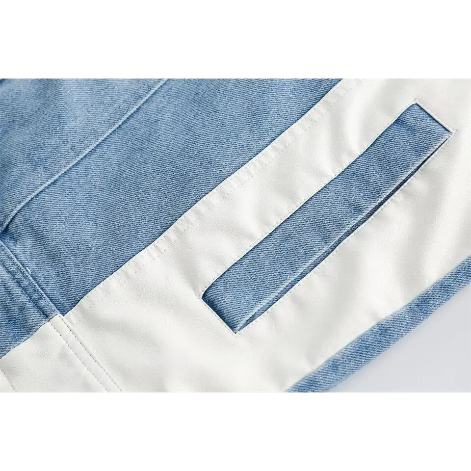 Original Y2K Denim Jacket with Lapel Collar in Eye-Washed Design