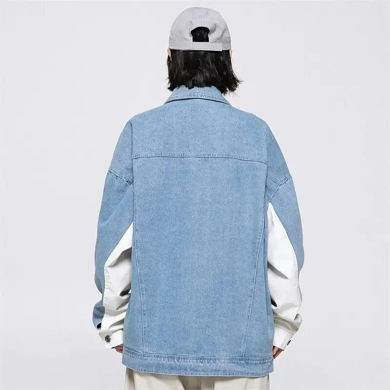 Original Y2K Denim Jacket with Lapel Collar in Eye-Washed Design